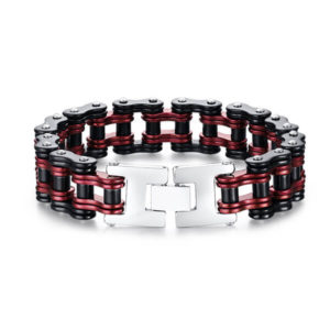 BR-484BR Mens Bike Chain Bracelet of Stainless Steel Two-Tone Polished