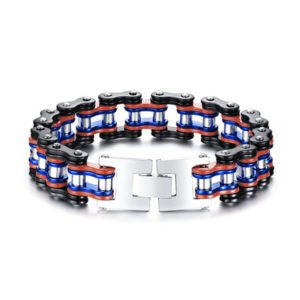 BR-484BRL Mens Bike Chain Bracelet of Stainless Steel Two-Tone Polished