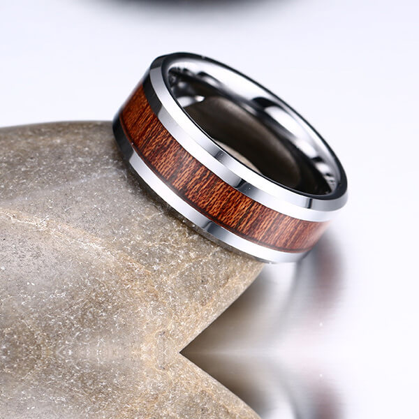 TCR 017 tungsten ring wood inlay