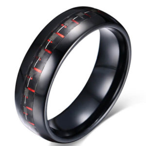 TCR 021 tungsten ring black carbon fiber inlay