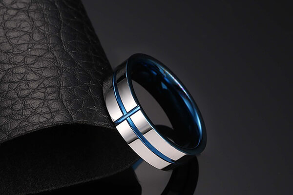 TCR-030 tungsten carbide ring blue 6 mm