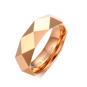 TCR-033R tungsten carbide ring faceted rose gold