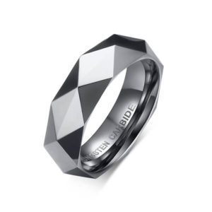 TCR-033S tungsten carbide ring faceted silver