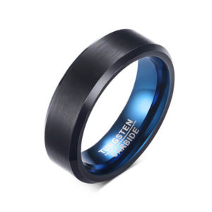 TCR-035 black blue tungsten carbide ring 6mm