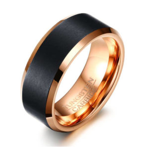 TCR 069 tungsten carbide ring rose gold black