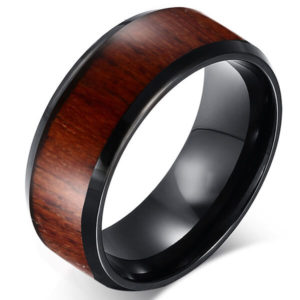 Tungsten Ring wood inlay TCR-022